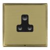 Linea-Scala CFX Antique Brass Frame/Satin Brass Front 1 gang 5A Unswitched Socket Black