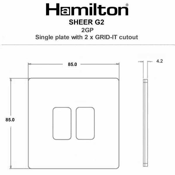 Sheer G2 GRID-IT Anthra Gray 2 Gang Grid Fix Aperture Plate with Grid
