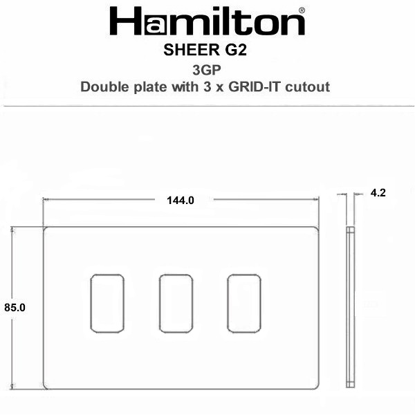 Sheer G2 GRID-IT Anthra Gray 3 Gang Grid Fix Aperture Double Plate with Grid