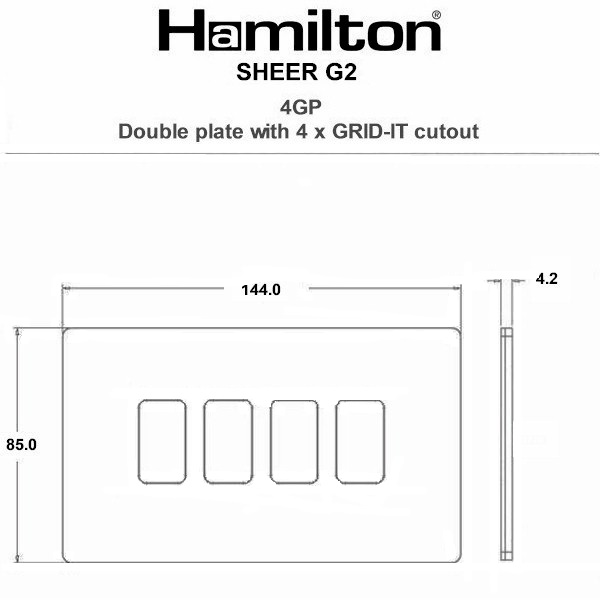 Sheer G2 GRID-IT Anthra Gray 4 Gang Grid Fix Aperture Double Plate with Grid