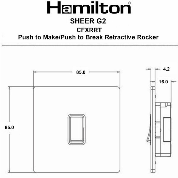 Sheer G2 Anthra Gray 1 gang 10AX Push To Make/Push to Break Retractive Rocker Anthra Gray/Quartz Grey