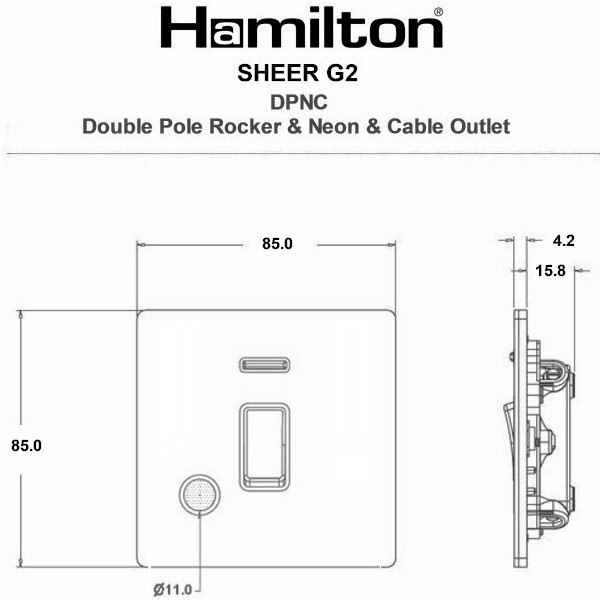 Sheer G2 Anthra Gray 1 gang 20AX Double Pole Rocker and Neon and Cable Outlet Anthra Gray/Quartz Grey