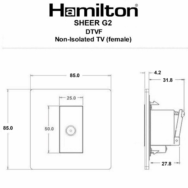 Sheer G2 Anthra Gray 1 gang Non-Isolated TV (Female) (DAB Compatible) Quartz Grey