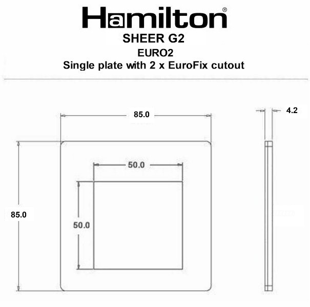 Sheer G2 EuroFix Anthra Gray Single Plate complete with 2 EuroFix Apertures 50x50mm and Grid