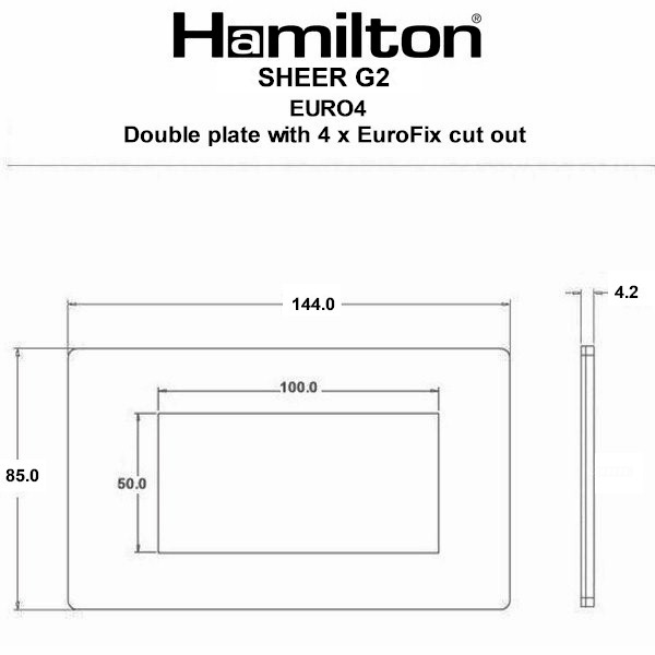 Sheer G2 EuroFix Anthra Gray Double Plate complete with 4 EuroFix Apertures 100x50mm and Grid