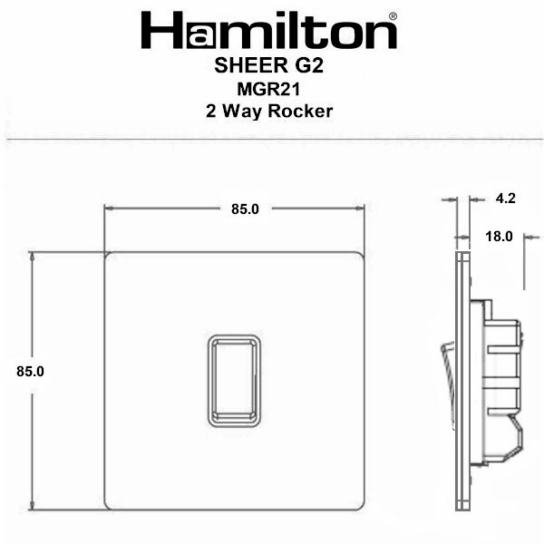Sheer G2 Anthra Gray 1 gang 10AX 2 Way Rocker Anthra Gray/Quartz Grey