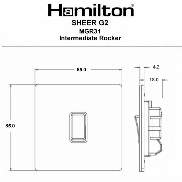Sheer G2 Black Nickel 1 gang 10AX Intermediate Rocker Black Nickel/Black