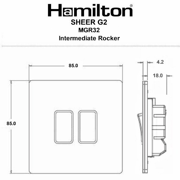 Sheer G2 Black Nickel 2 gang 10AX Intermediate Rocker Black Nickel/Black