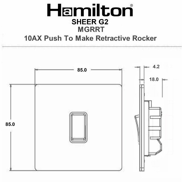 Sheer G2 Black Nickel 1 gang 10AX Push To Make/Push to Break Retractive Rocker Black Nickel/Black