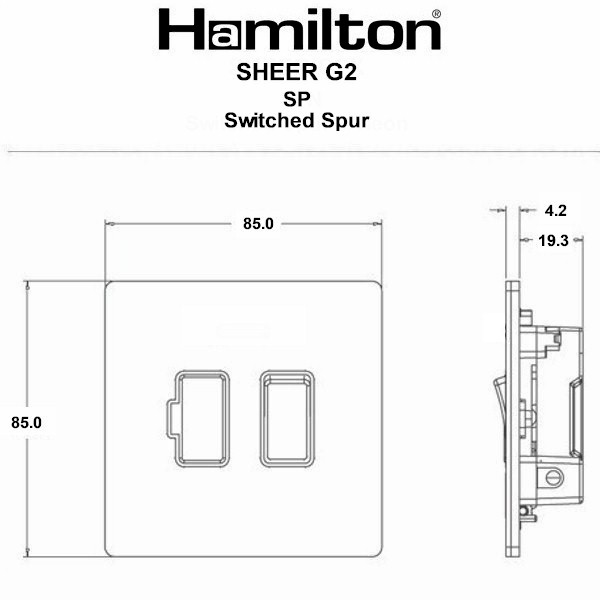 Sheer G2 Anthra Gray 1 gang 13A Double Pole Fused Spur Anthra Gray/Quartz Grey