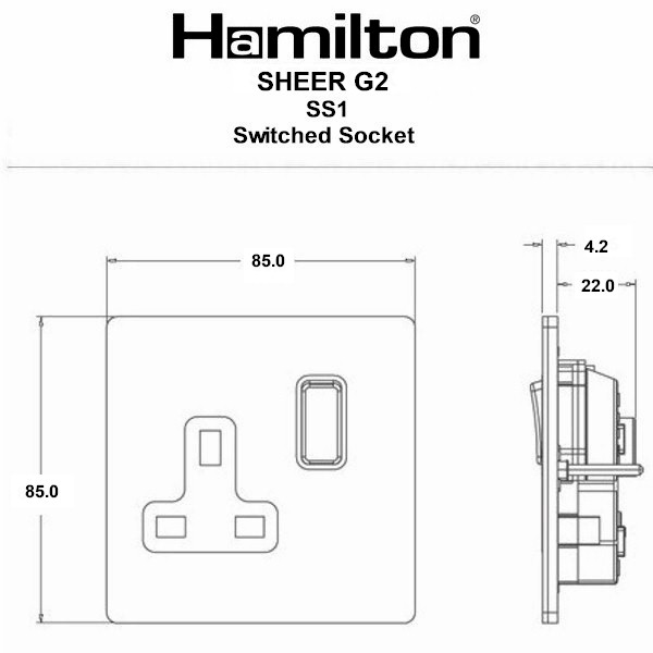 Sheer G2 Anthra Gray 1 gang 13A Double Pole Switched Socket Anthra Gray/Quartz Grey