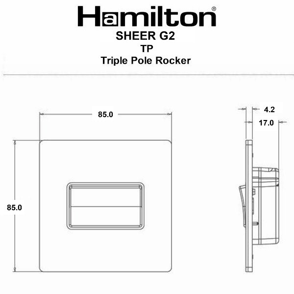 Sheer G2 Anthra Gray 1 gang 10A Triple Pole Rocker Quartz Grey/Quartz Grey
