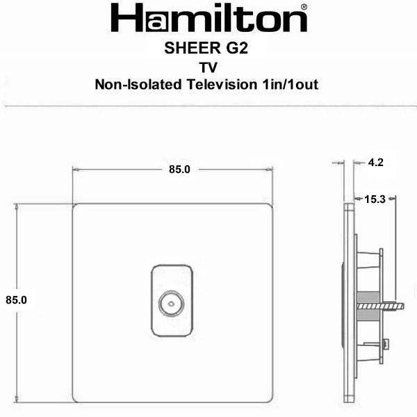 Sheer G2 Anthra Gray 1 gang Non-Isolated Television 1in/1out Quartz Grey