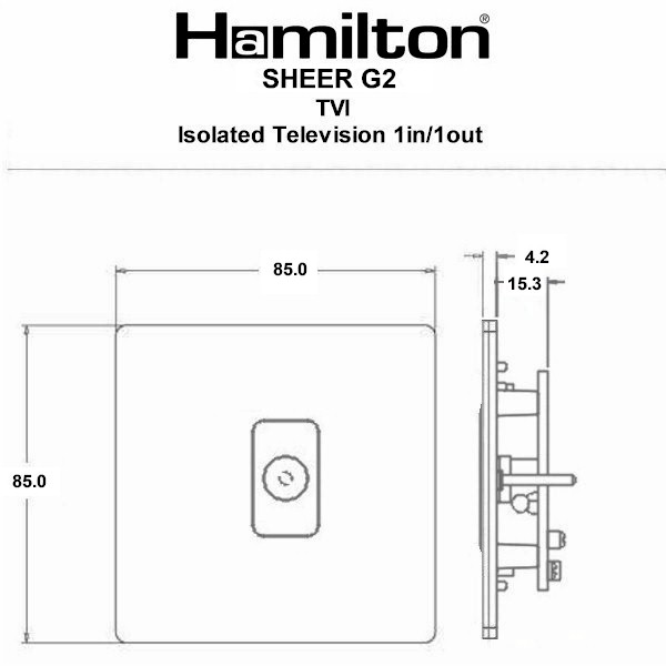 Sheer G2 Antique Brass 1 gang Isolated TV 1in/1out Black