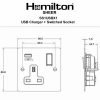 Sheer Satin Brass 1 gang 13A Single Pole Switched Socket with 1 USB Outlets 1x2.1A Satin Brass/Black