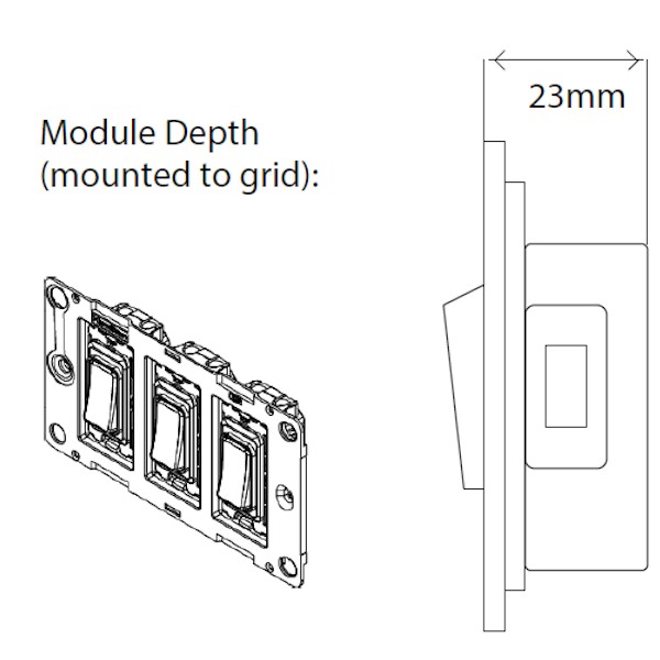 Grid-IT G2 Front Loading 20AX 2 Way Rocker Module Antique Brass and Black Bezel