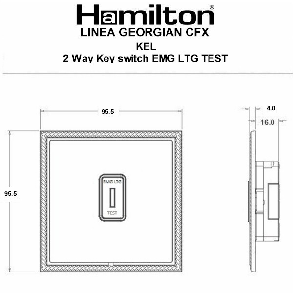 Linea-Georgian CFX Richmond Bronze Frame/Richmond Bronze Front 1 gang 20AX 2 Way Key switch EMG LTG TEST Black