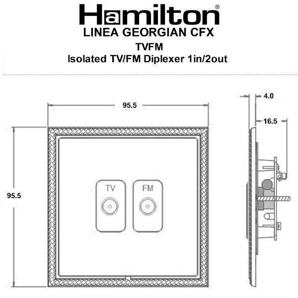 Linea-Georgian CFX Richmond Bronze Frame/Richmond Bronze Front Isolated TV/FM Diplexer 1in/2out Black