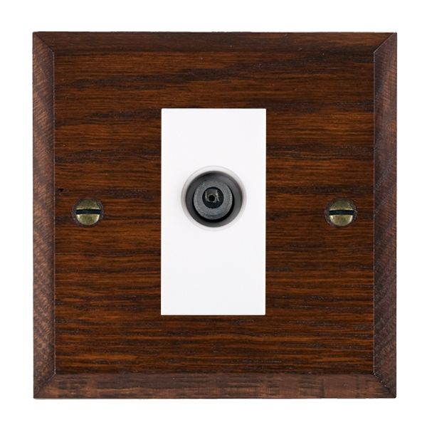 Woods Chamfered Antique Mahogany 1 gang Non-Isolated Digital Satellite (DAB Compatible) White