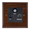 Woods Chamfered Antique Mahogany Non-Isolated TV+FM+SAT Triplexer 1in/3out (DAB Compatible) Black