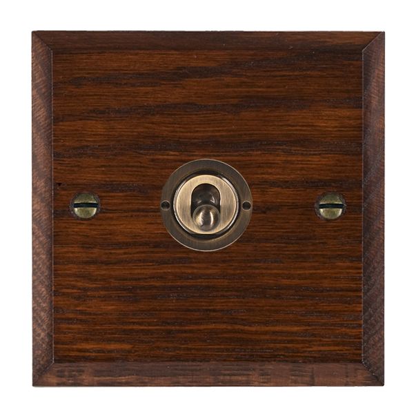 Woods Chamfered Antique Mahogany 1 gang 20AX Intermediate Toggle Antique Brass