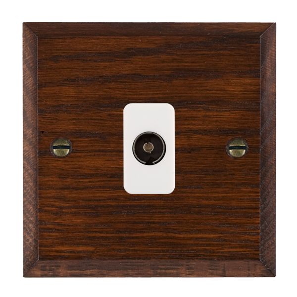 Woods Chamfered Antique Mahogany 1 gang Isolated TV 1in/1out White