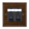 Woods Chamfered Dark Oak 2 gang RJ12 Outlet - Unshielded Black