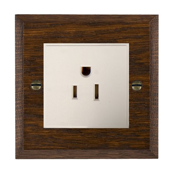 Woods Chamfered Dark Oak 1 gang 15A 110V AC American Unswitched Socket White