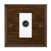 Woods Chamfered Dark Oak 1 gang Non-Isolated TV (Female) (DAB Compatible) White