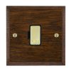 Woods Chamfered Dark Oak 1 gang 13A Fuse Only Polished Brass/Black