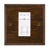 Woods Chamfered Dark Oak 1 gang RJ45 CAT 5E Outlet - Unshielded White