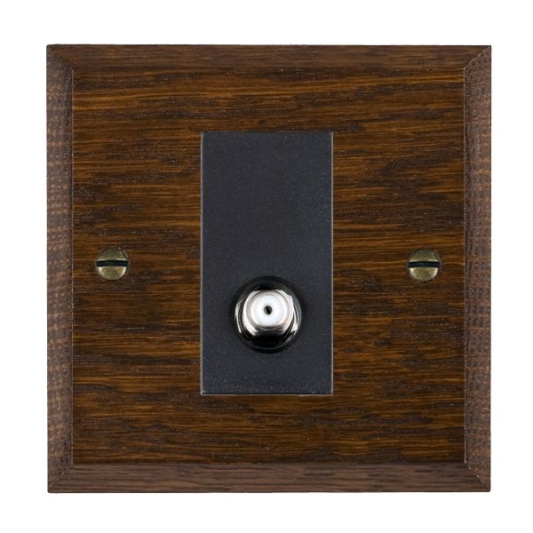 Woods Chamfered Dark Oak 1 gang Isolated Satellite Black