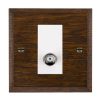 Woods Chamfered Dark Oak 1 gang Non-Isolated Satellite White