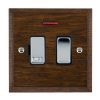 Woods Chamfered Dark Oak 1 gang 13A Double Pole Fused Spur and Neon Bright Chrome/Black