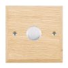 Woods Chamfered Light Oak 1 gang 100W LED 2 Way Push On/Off Rotary Dimmer Satin Chrome