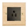 Woods Chamfered Light Oak 1 gang 15A 110V AC American Unswitched Socket Black