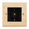 Woods Chamfered Light Oak 1 gang 10/16A 220/250V AC German Unswitched Socket Black