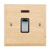 Woods Chamfered Light Oak 1 gang 20AX Double Pole Rocker and Neon Bright Chrome/Black