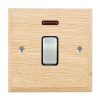 Woods Chamfered Light Oak 1 gang 20AX Double Pole Rocker and Neon Satin Chrome/Black