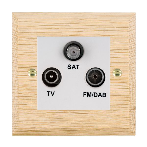 Woods Chamfered Light Oak Non-Isolated TV+FM+SAT Triplexer 1in/3out (DAB Compatible) White