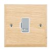 Woods Chamfered Light Oak 1 gang 13A Fuse Only Bright Chrome/White
