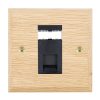 Woods Chamfered Light Oak 1 gang RJ12 Outlet - Unshielded Black