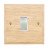 Woods Chamfered Light Oak 1 gang 10AX Intermediate Rocker Satin Chrome/White