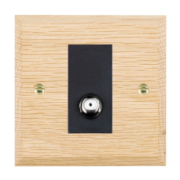 Woods Chamfered Light Oak 1 gang Non-Isolated Satellite Black