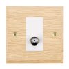 Woods Chamfered Light Oak 1 gang Non-Isolated Satellite White
