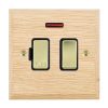 Woods Chamfered Light Oak 1 gang 13A Double Pole Fused Spur and Neon Polished Brass/Black