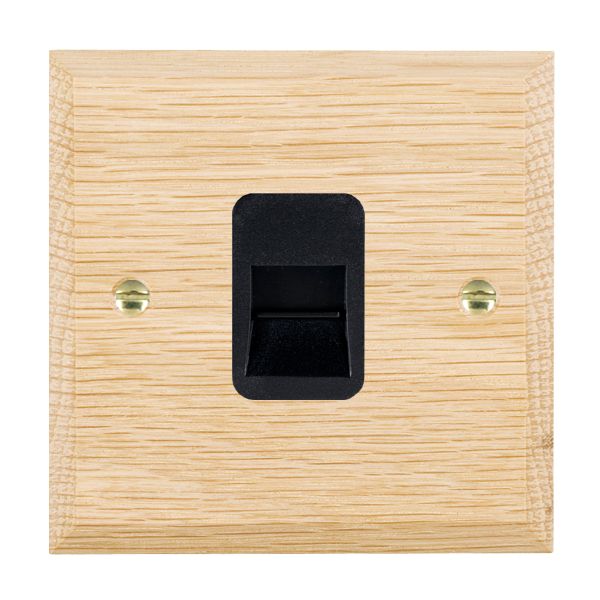 Woods Chamfered Light Oak 1 gang Telephone Slave Black