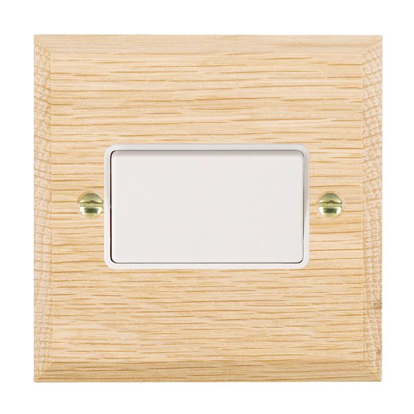 Woods Chamfered Light Oak 1 gang 10A Triple Pole Rocker White/White
