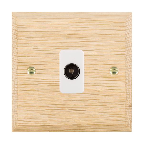 Woods Chamfered Light Oak 1 gang Non-Isolated Television 1in/1out White