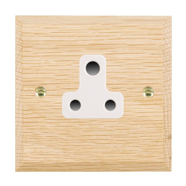 Woods Chamfered Light Oak 1 gang 5A Unswitched Socket White